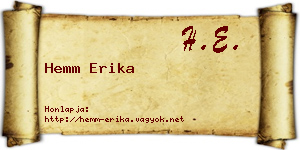 Hemm Erika névjegykártya